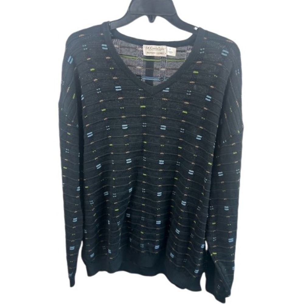 Vintage St. Croix Knits Sweater Men's Size XL Mondo Uomo V-Neck Cotton Blend‎